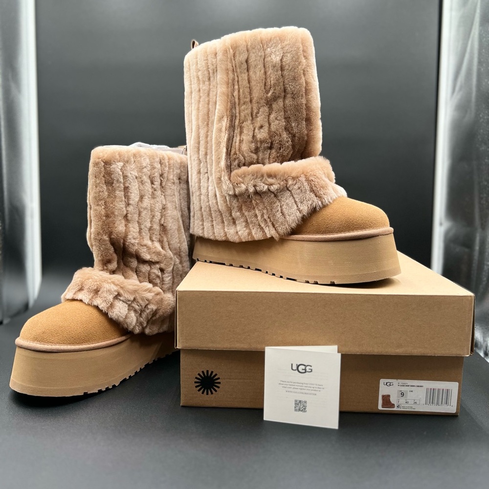 Genuine UGG boots. Chestnut Corduroy Sherpa, size 9. Brand new and still in box!
